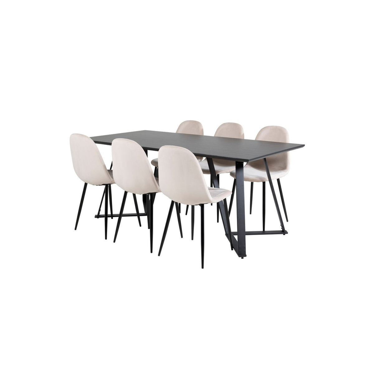 Marina, Polar Rektangulär matgrupp Beige,svart, Svart, 180 x 90