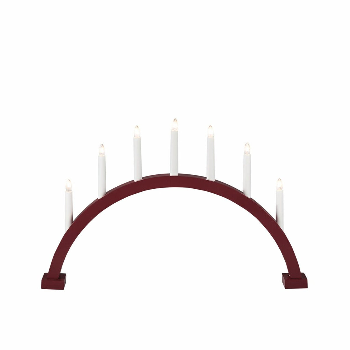 7 Ljus Båge Trä 38 cm Elljusstake Matt Mörkröd
