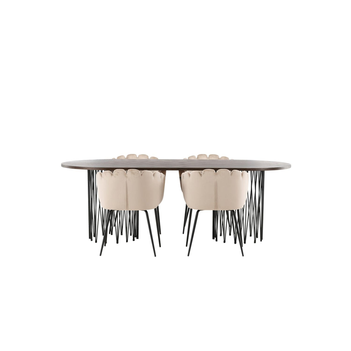 Stone, Limhamn Oval matgrupp Beige,Svart, Svart, mocka, 220 x 100