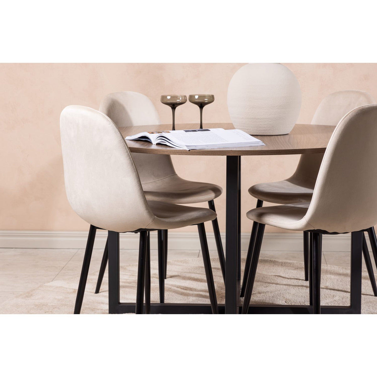 Durango, Polar Rund matgrupp Beige, Svart, Svart, valnöt, ⌀120