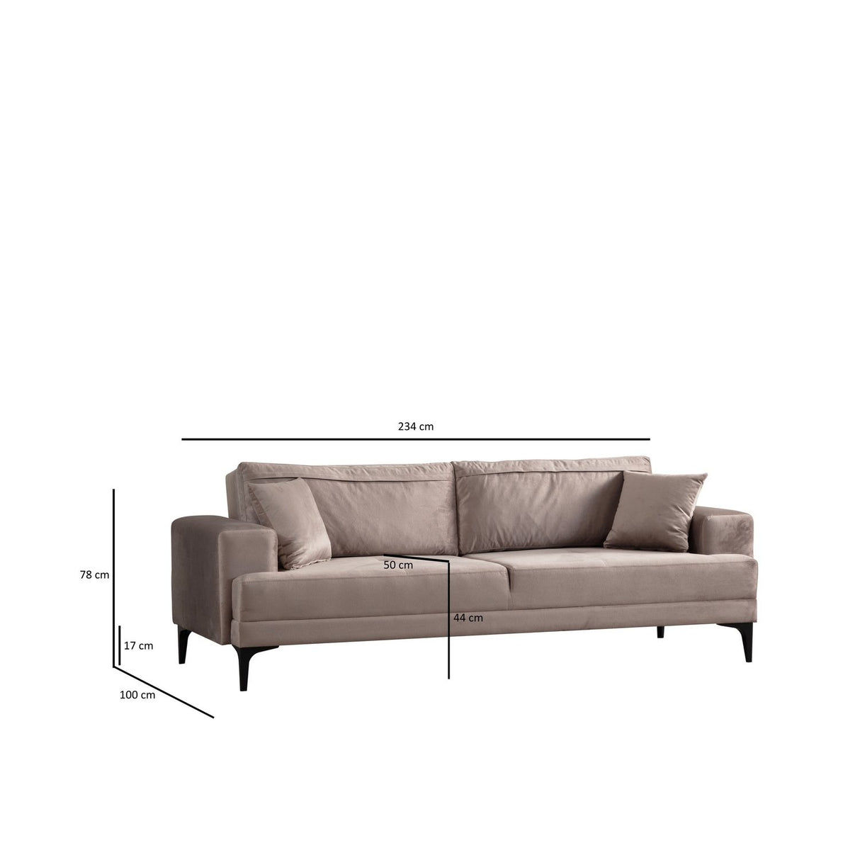 Harare 3-sits (234 x 100 x 78 cm) 3-sitssoffa Beige