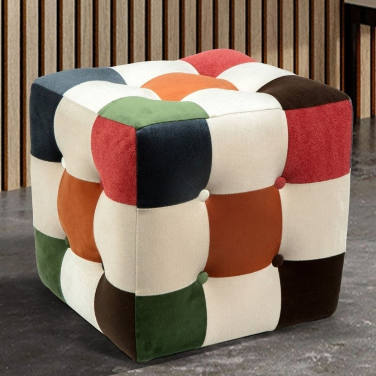 Maze Sittpuff Grön Orange Vit