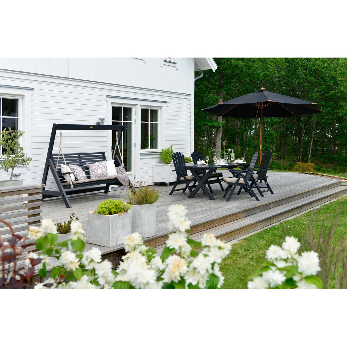 Träparasoll 335 cm Svart