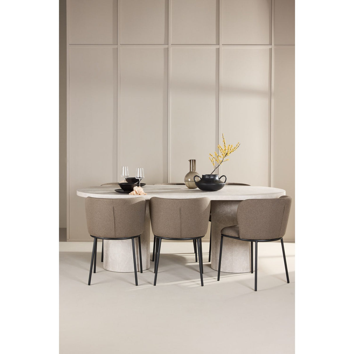 Narvik, Edina Oval matgrupp Svart,Brun, Beige, 200 x 100