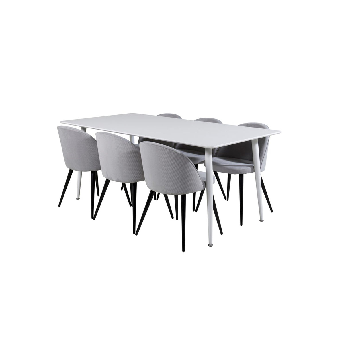 Polar, Velvet Rektangulär matgrupp Svart,Ljusgrå, Vit, 180 x 90