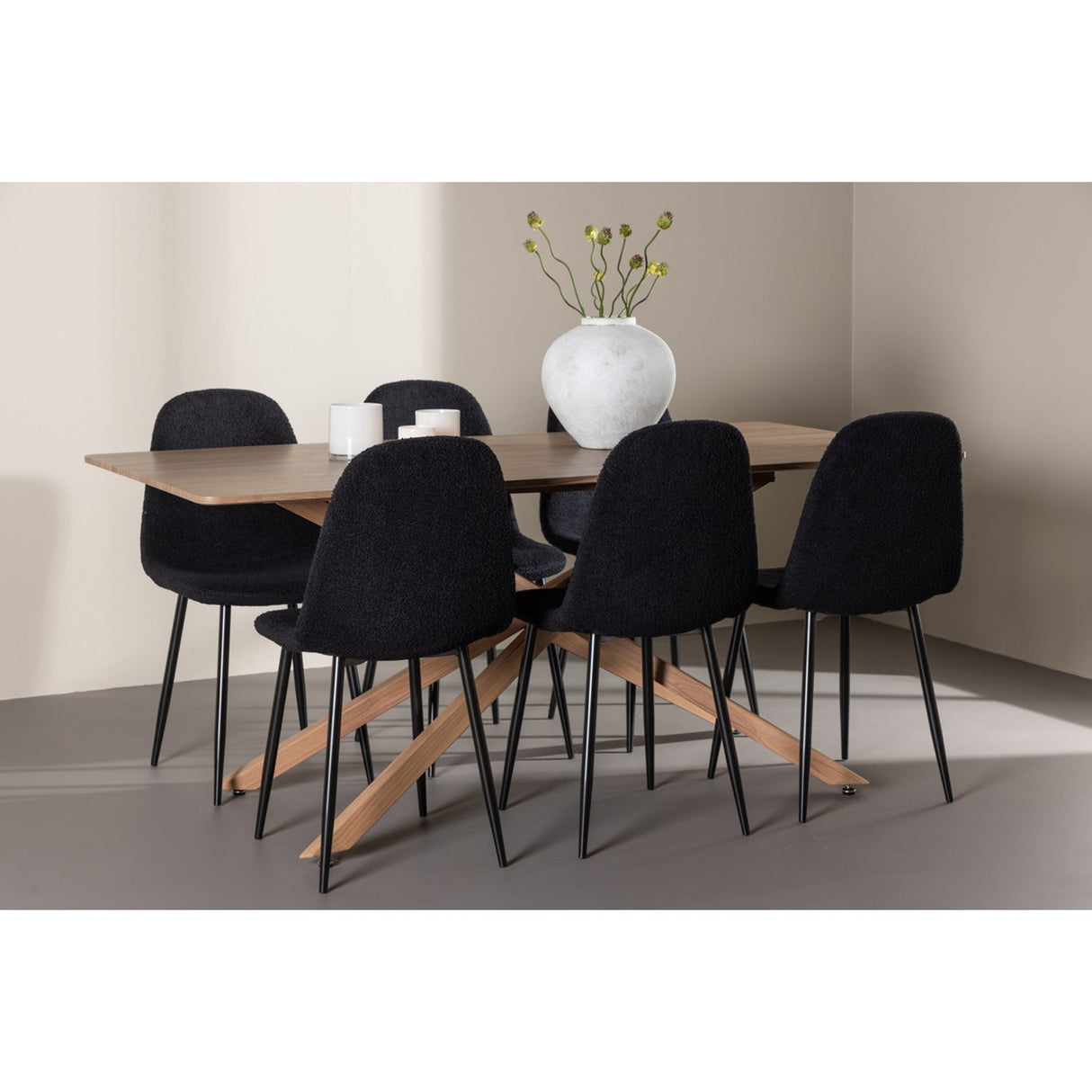 Piazza, Polar Rektangulär matgrupp Svart, Mocka, 180 x 90