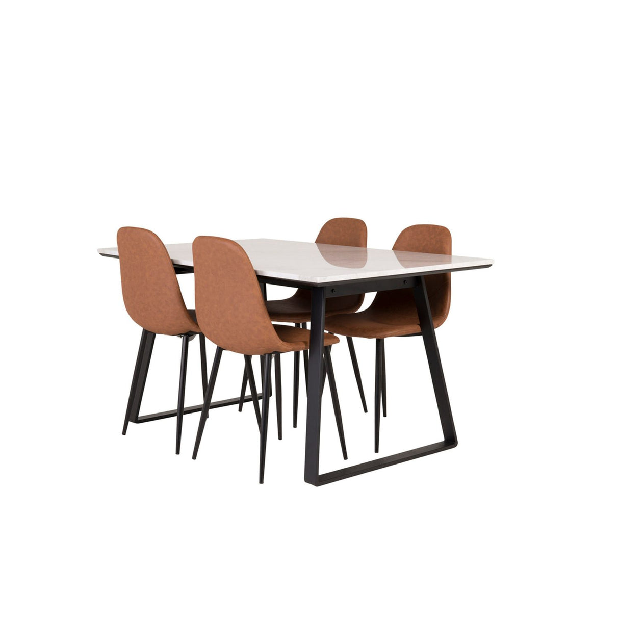 Estelle, Polar Rektangulär matgrupp Svart,Brun, Svart,Vit, 140 x 90
