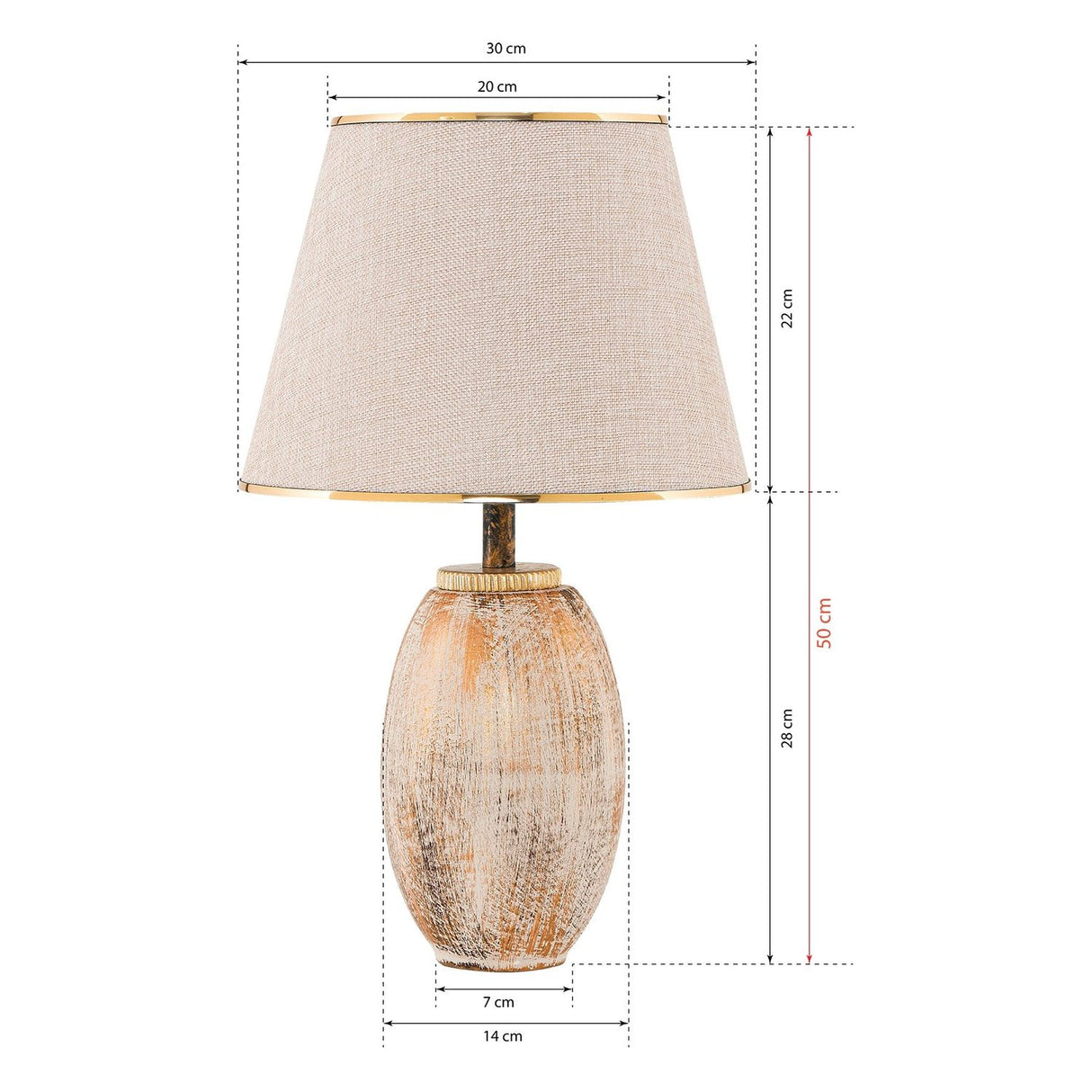 Tbilisi (40 x 30 x 40 cm) Creme Guld Bordslampa