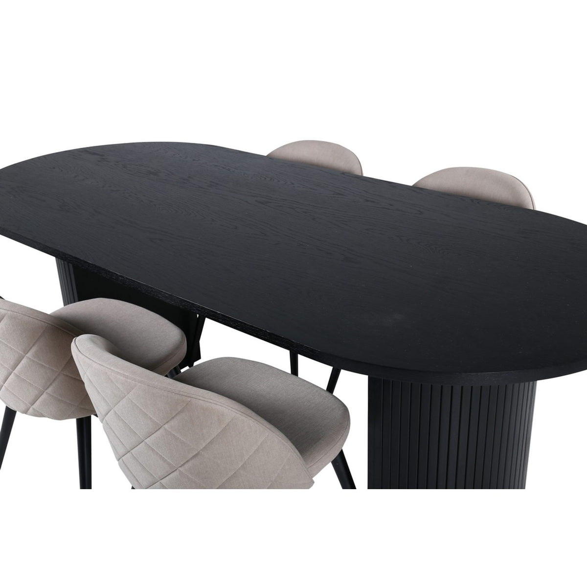 Bianca, Velvet Oval matgrupp Beige, Svart, 4st