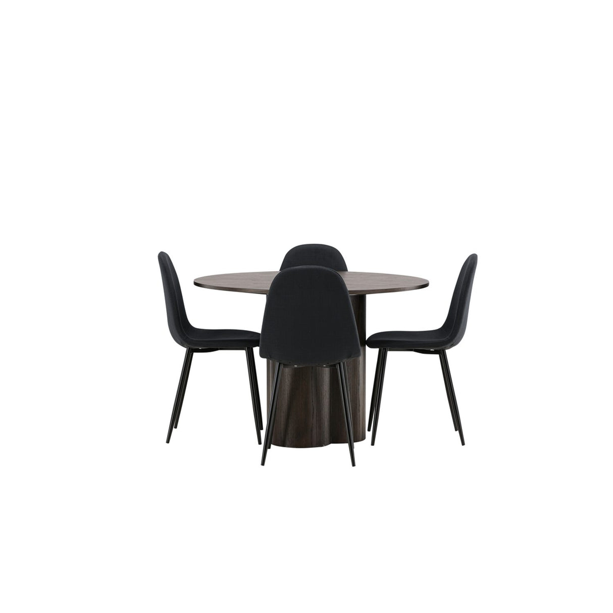 Olivia, Polar Rund matgrupp Svart, Mocka, 4st