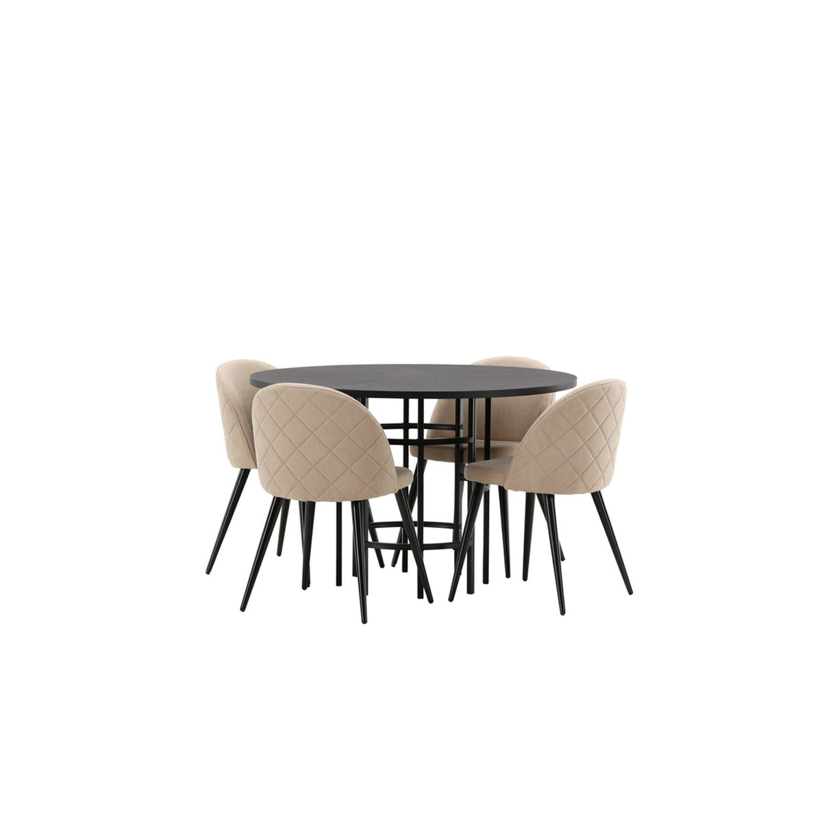 Copenhagen, Velvet Rund matgrupp Beige, Svart, Svart, ⌀115