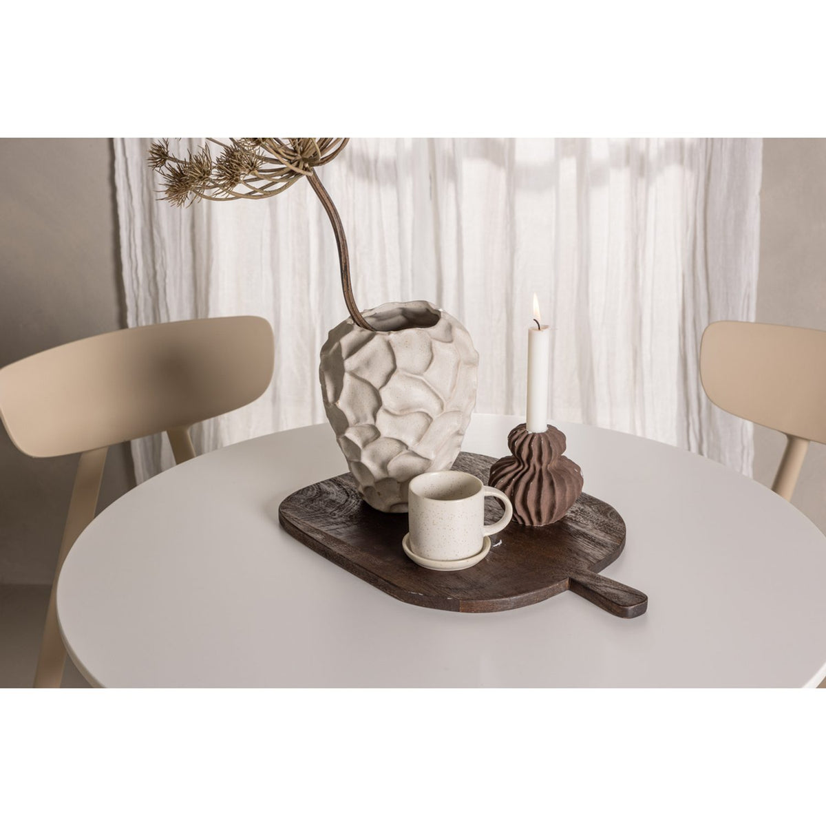 Hamden, Ursholmen Rund matgrupp Beige, Vit, ⌀80