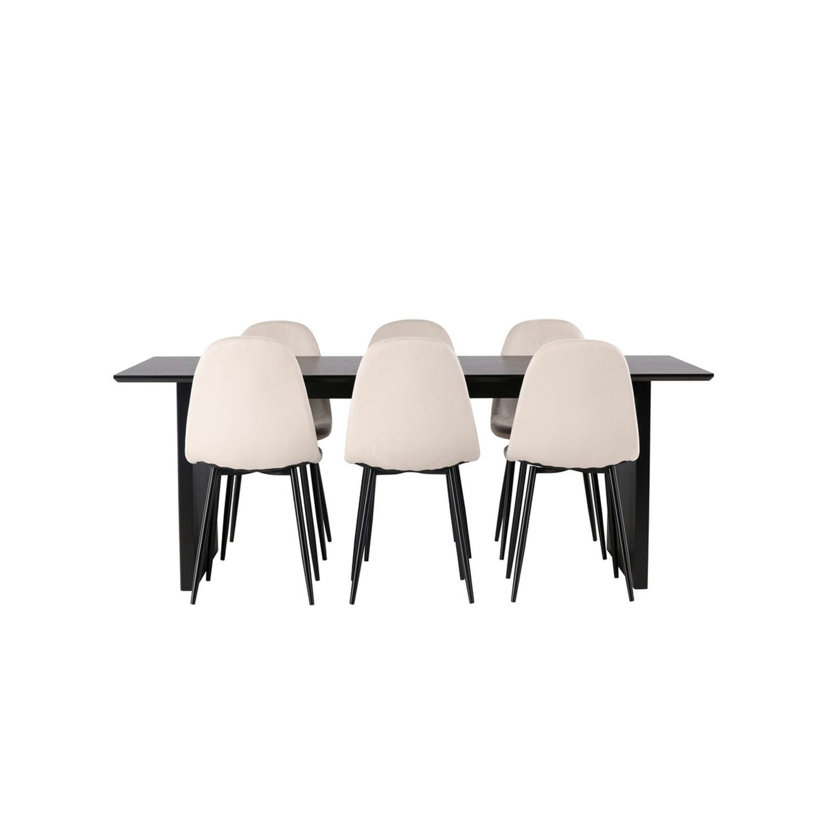 Vail, Polar Rektangulär matgrupp Beige, Svart, Svart, 200 x 100