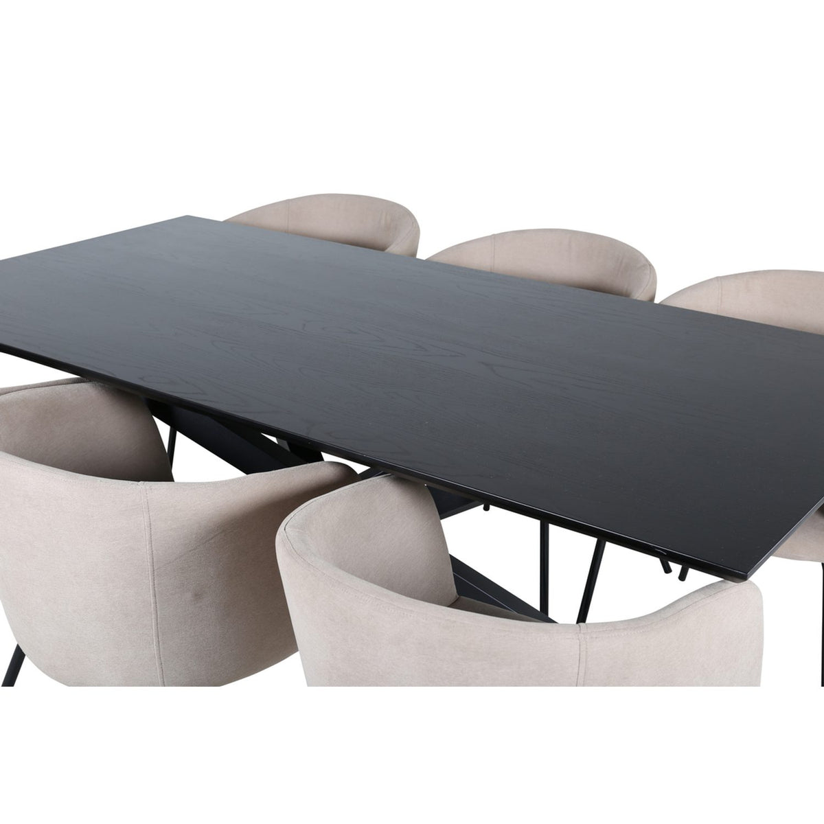Piazza, Berit Rektangulär matgrupp Beige, Svart, Svart, 180 x 90