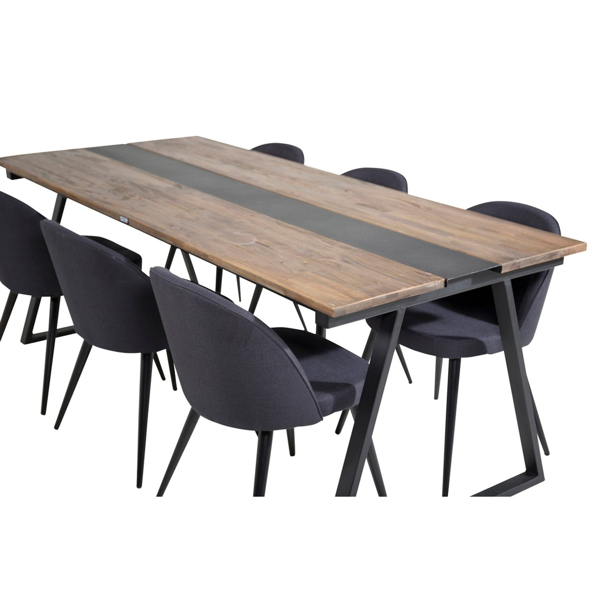 Jakarta, Velvet Rektangulär matgrupp Svart, Svart,Natur, 200 x 90