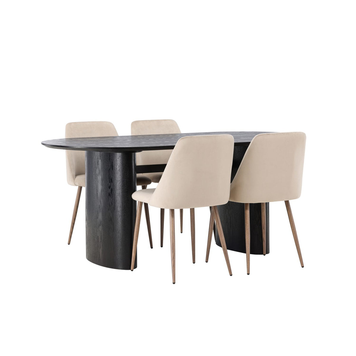 Isolde, Night Oval matgrupp Valnöt, Beige, Svart, 180 x 90