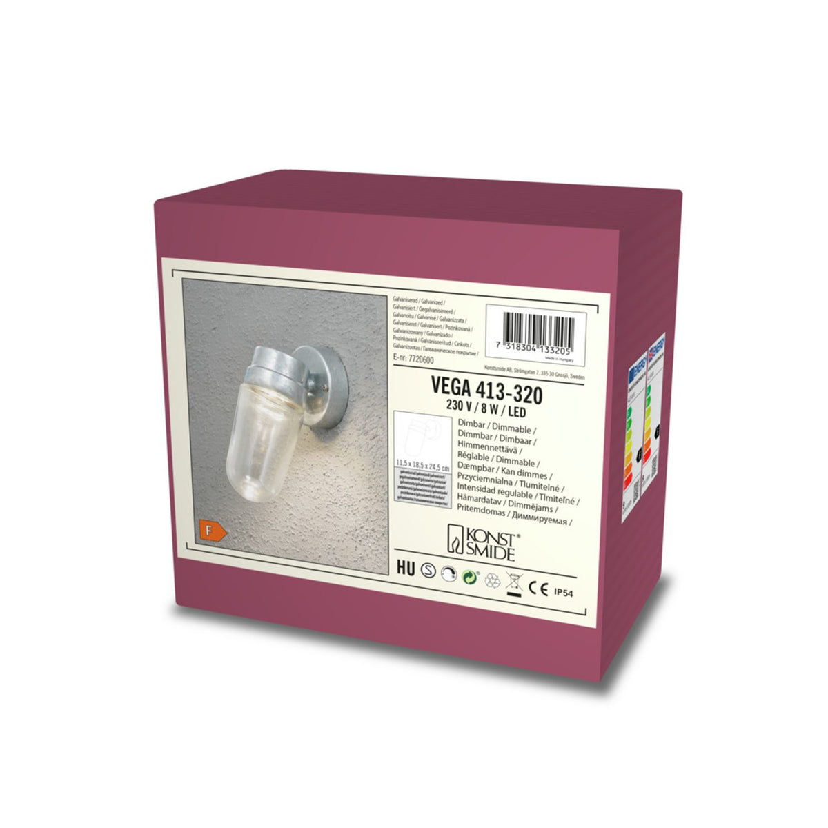 Vega HP-LED 11.5 cm Vägglampa Ute Galvaniserad