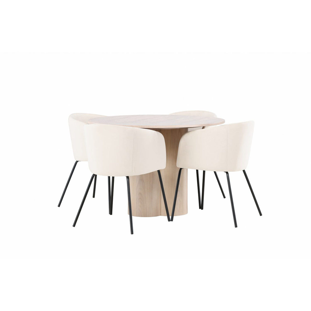 Olivia, Berit Rund matgrupp Beige, Vitputsad, 4st