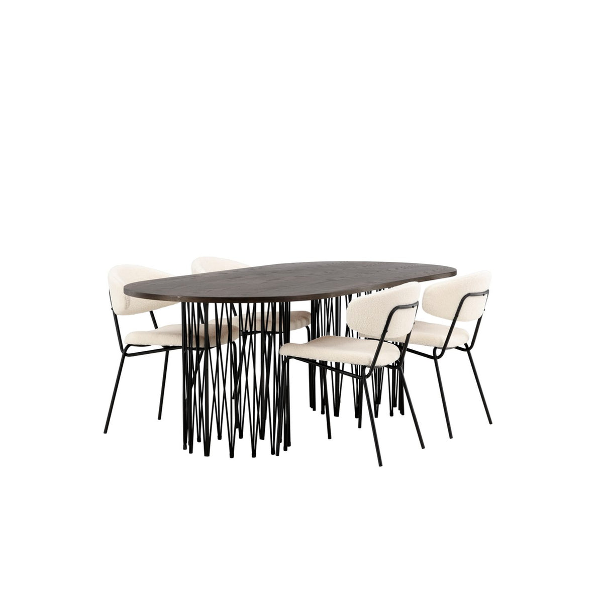 Stone, Chico Oval matgrupp Vit, Svart, mocka, 220 x 100