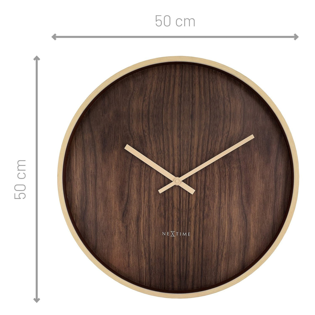 Oslo large 50 cm brun Väggklocka Mörkt trä
