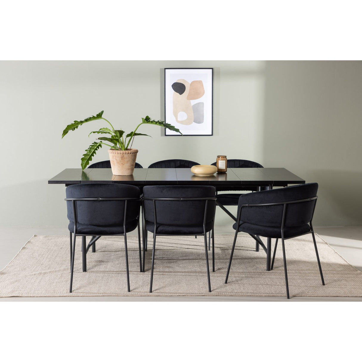 Astrid, Selma Rektangulär matgrupp Svart, Svart, 200 x 90