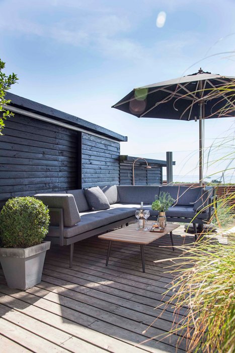 Rio Antracit/Teak Loungebord 60x120 cm