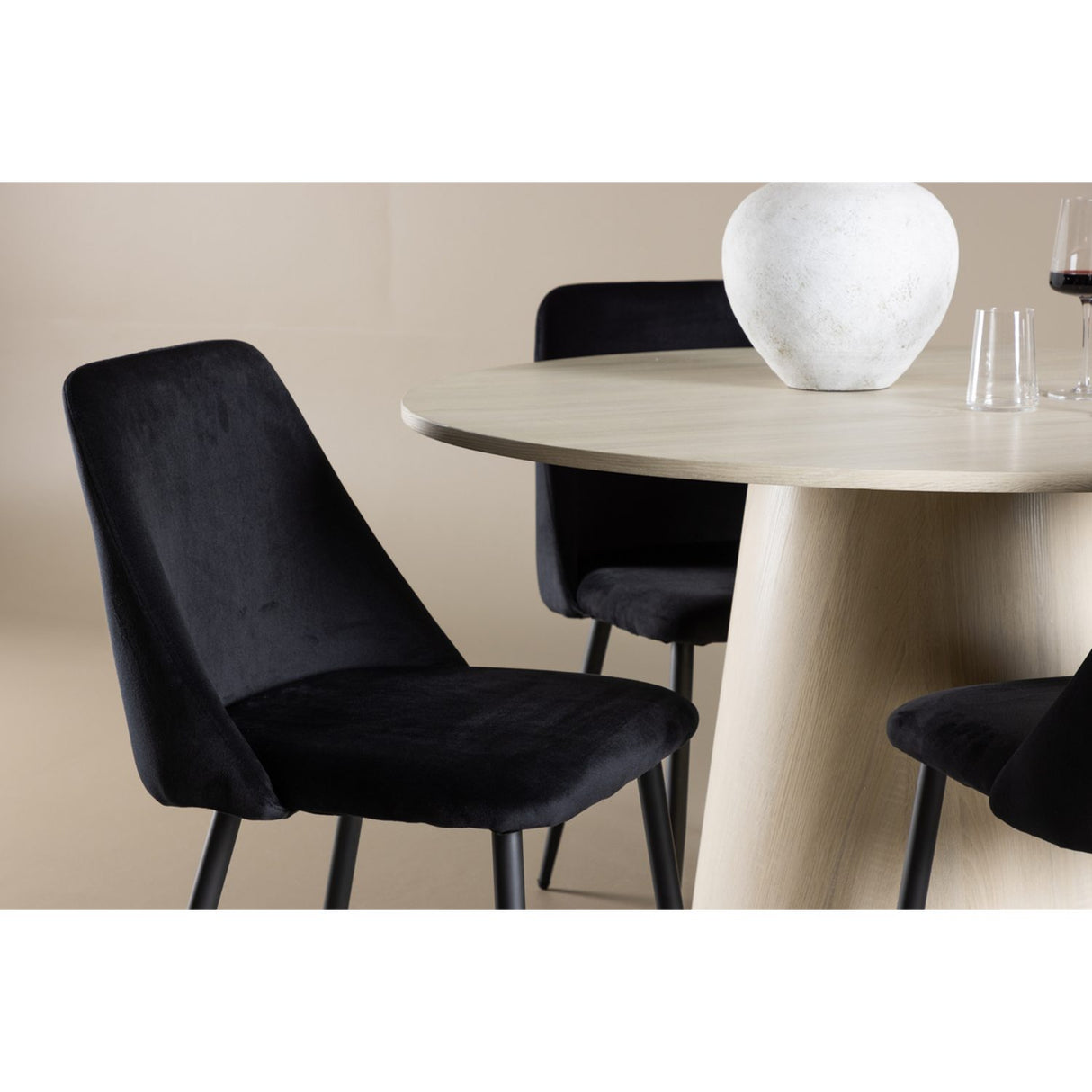 Lanzo, Night Rund matgrupp Svart, Vitputsad, 4st
