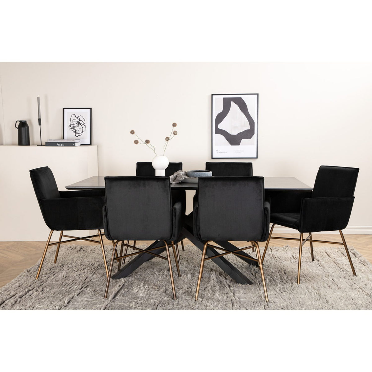 Piazza, Petra Rektangulär matgrupp Svart