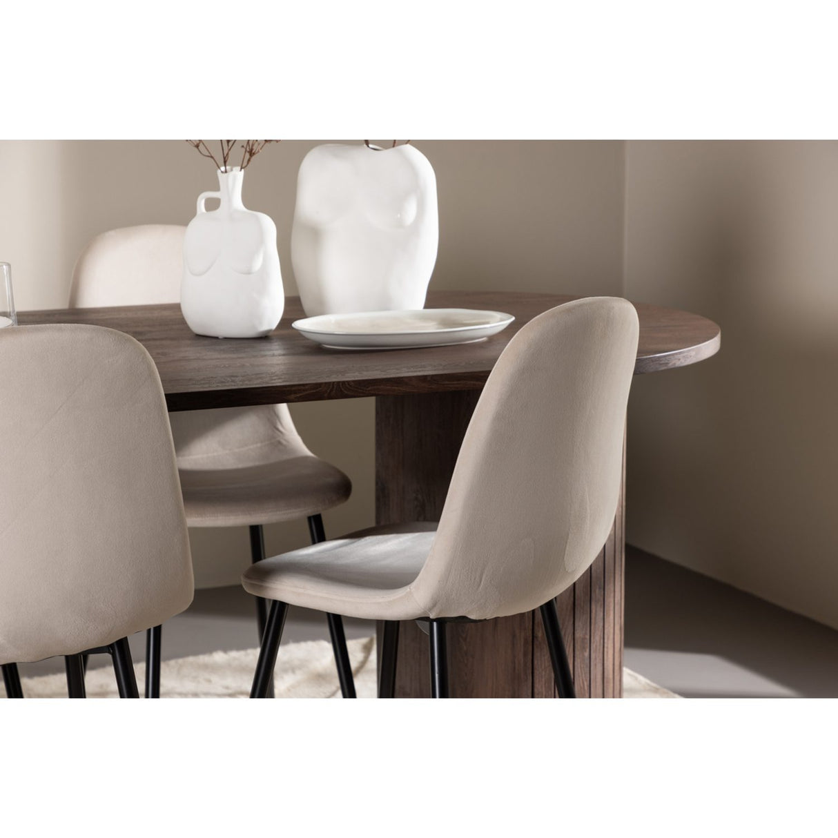 Härön, Polar Ovalt matgrupp Beige,Svart, Mocka, 200 x 90