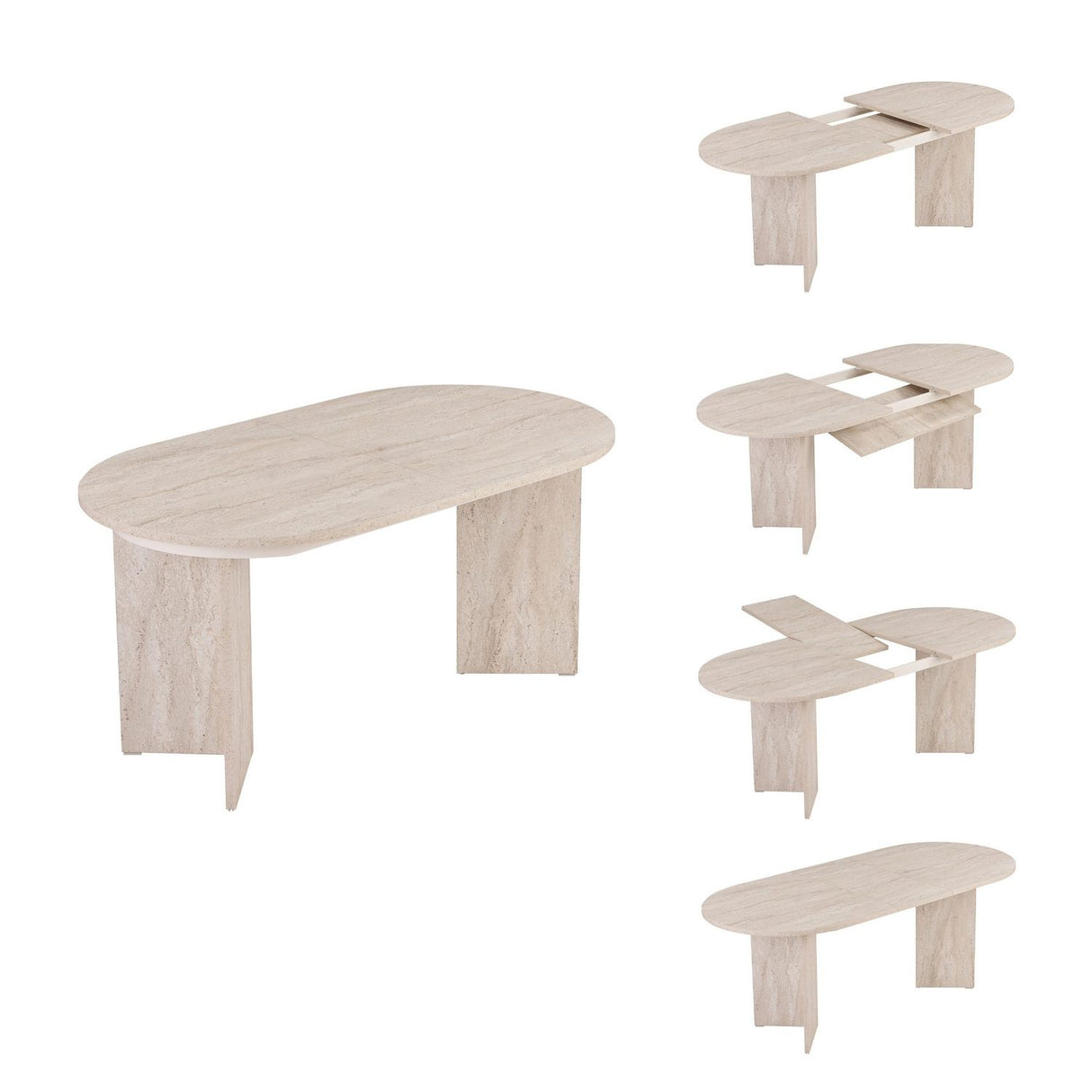Amadeus Utdragbart matbord Travertine