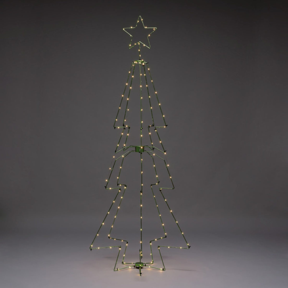 Metall med toppstjärna 210cm 145 LED Gran med Belysning Mörkgrön