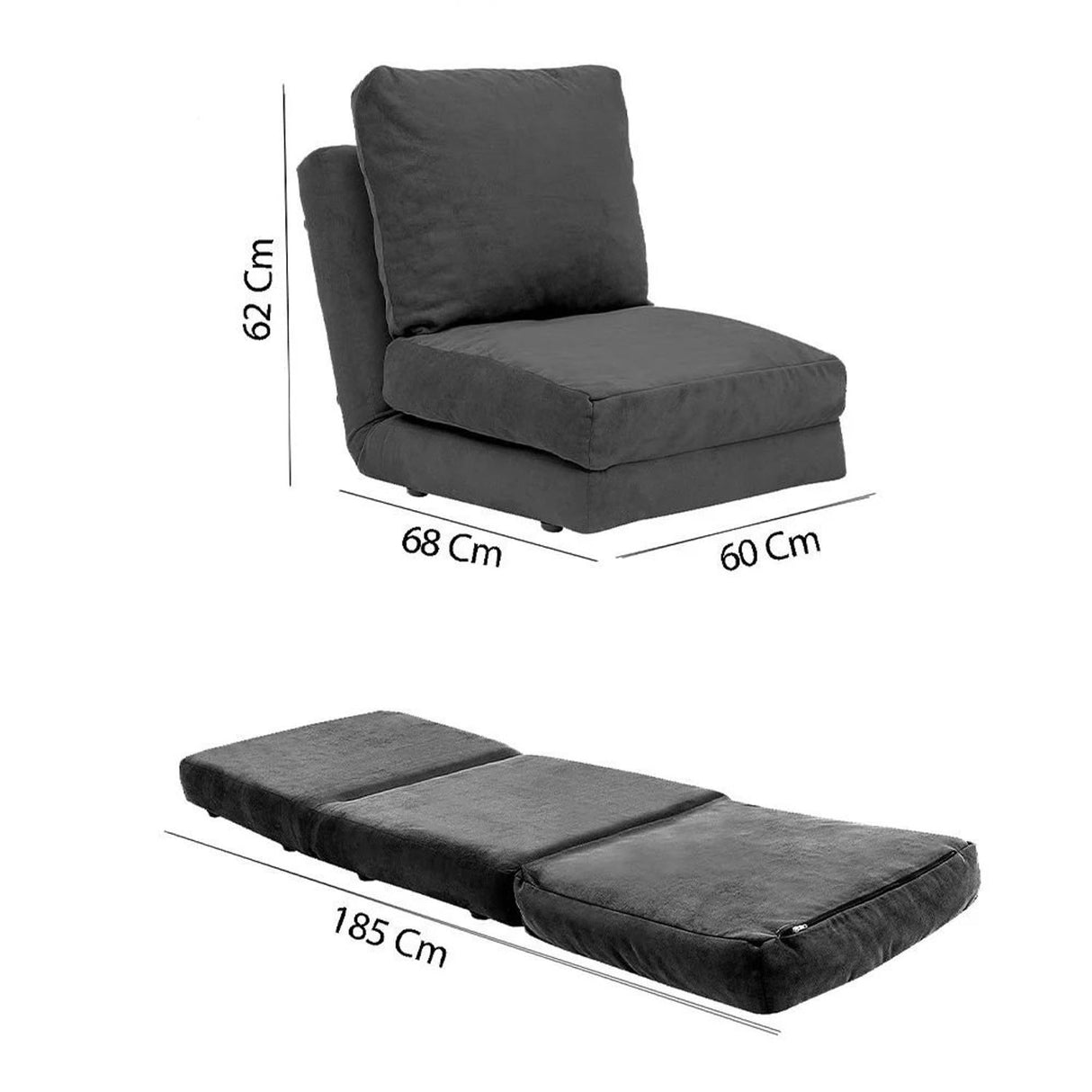 Taida (29 x 125 x 63 cm) Grå 1-sits bäddsoffa