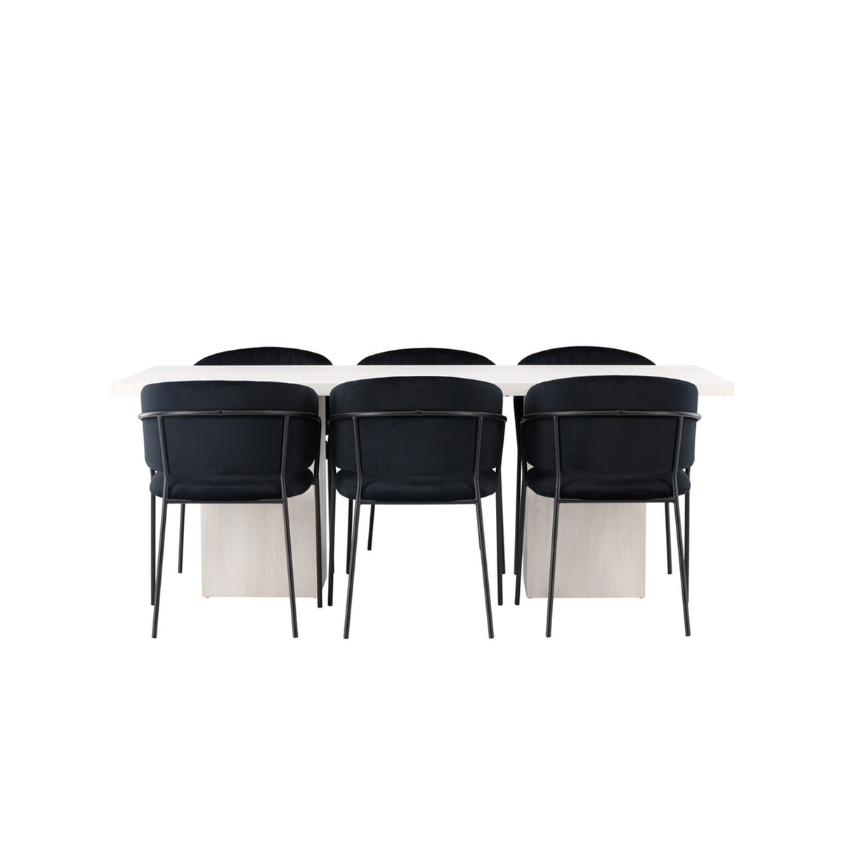 Olga, Selma Rektangulär matgrupp Svart, Vit, 200 x 90