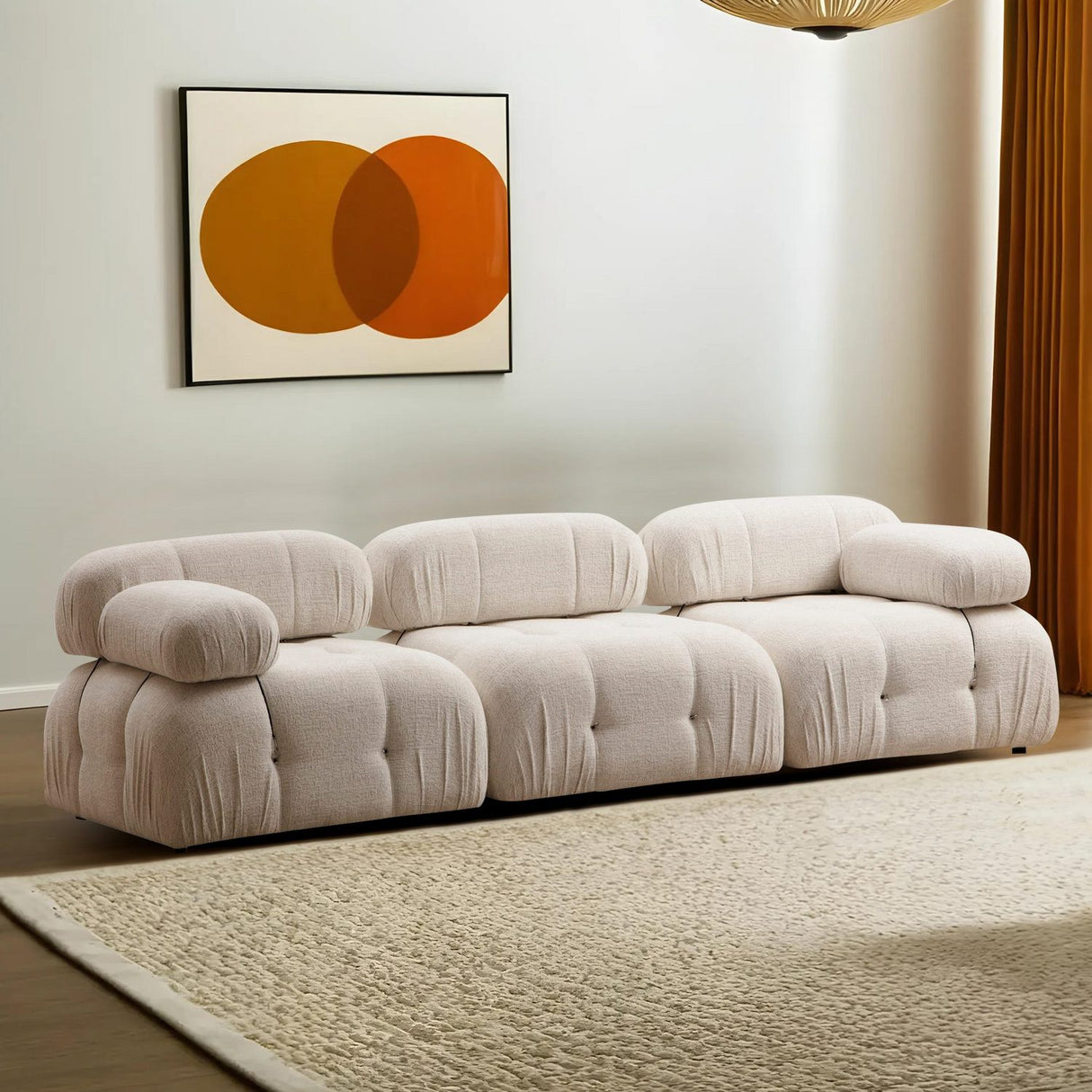 Quito 3-sits (288 x 95 x 75 cm) Bouclette 3-sitssoffa Creme