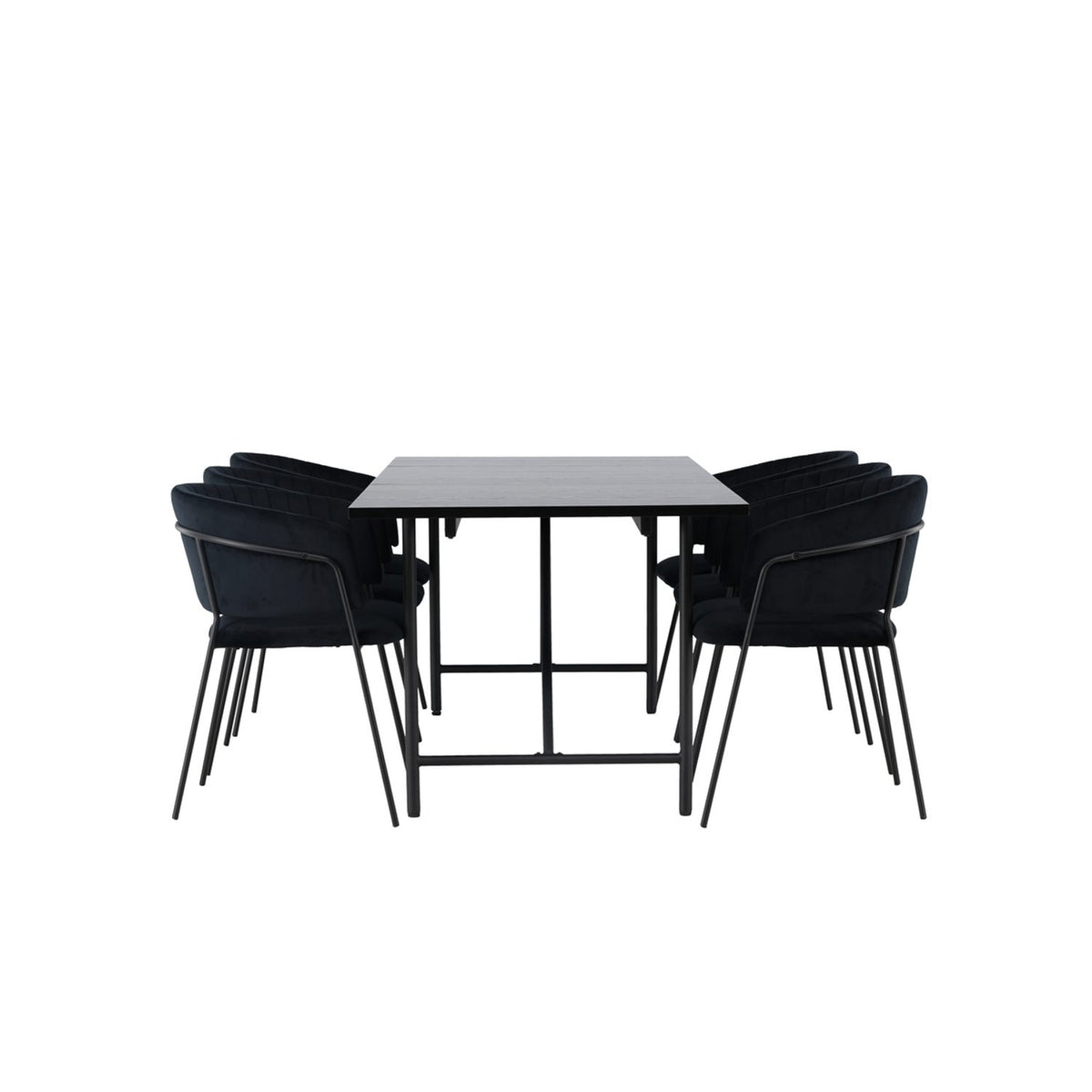 Astrid, Selma Rektangulär matgrupp Svart, Svart, 200 x 90