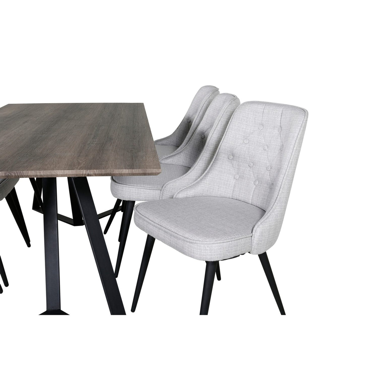 Marina, Velvet Deluxe Rektangulär matgrupp Svart,Ljusgrå, Svart,Grå, 180 x 90
