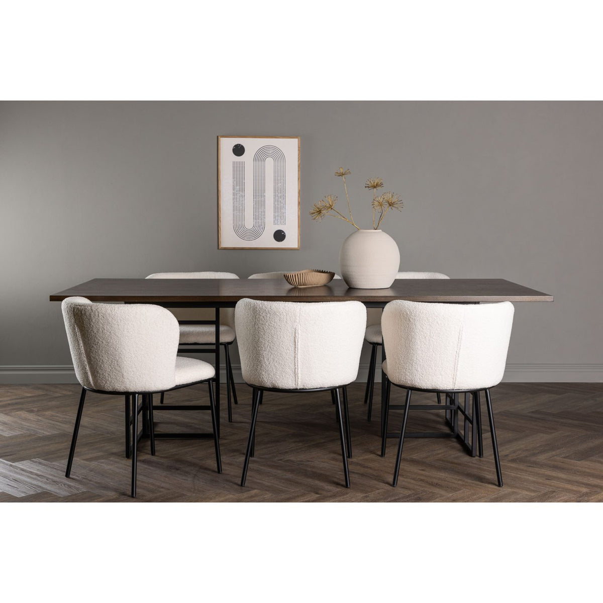Ystad, Edina Rektangulär matgrupp Svart,Vit, Svart, mocka, 220 x 100
