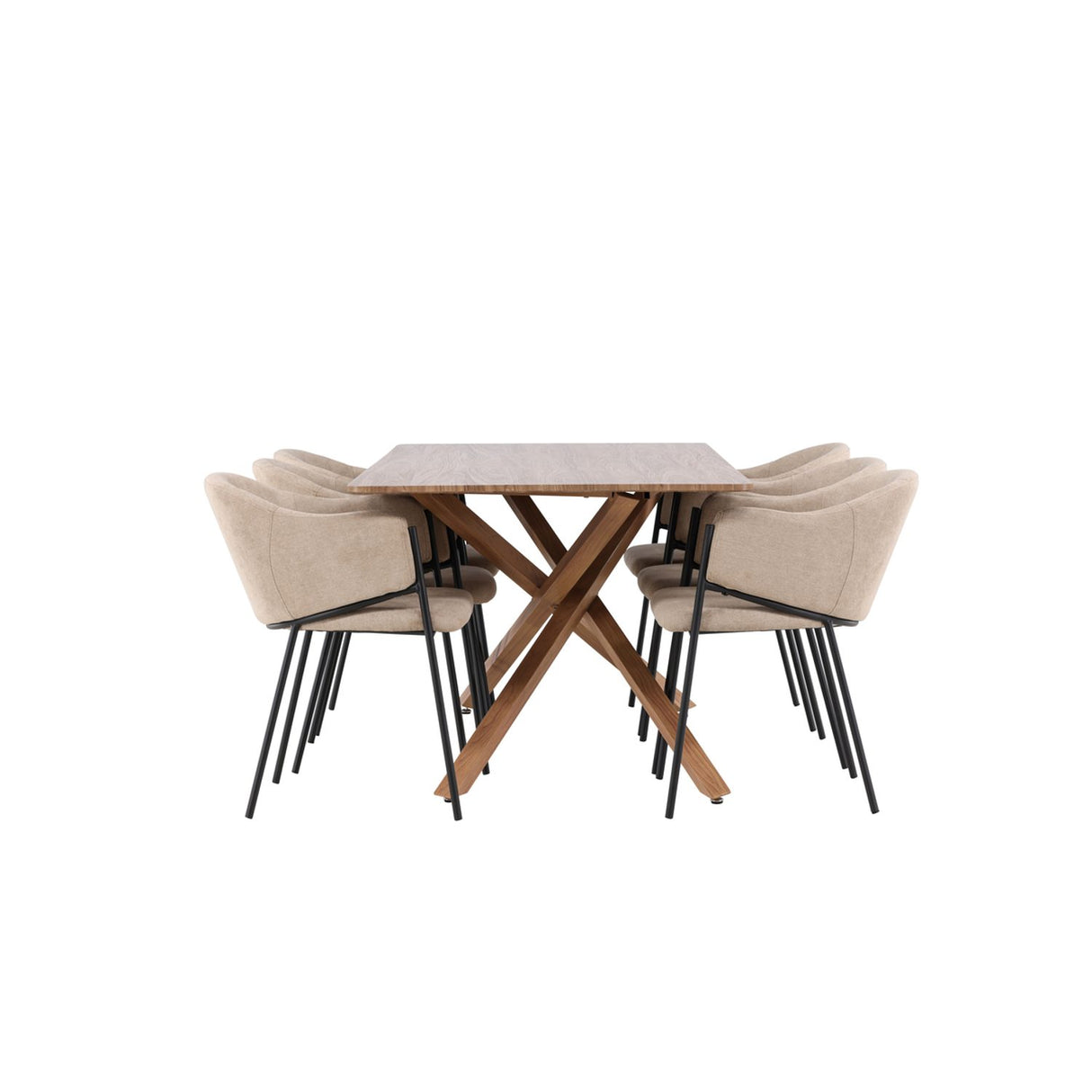 Piazza, Evelina Rektangulär matgrupp Beige,Svart, Mocca, 180 x 90