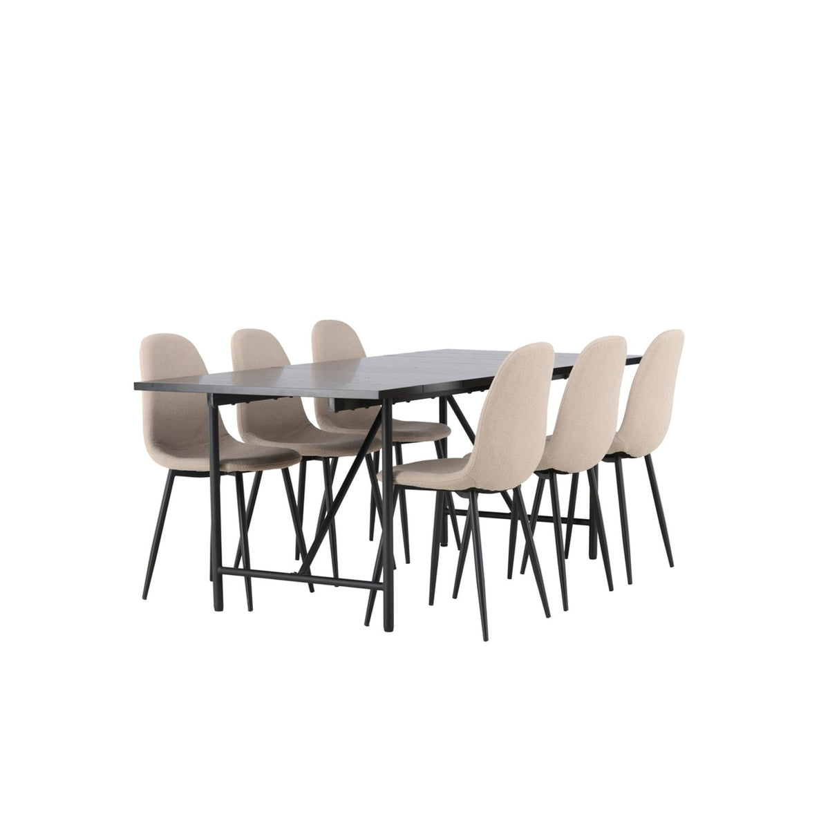 Astrid, Polar Rektangulär matgrupp Beige,Svart, Svart, 200 x 90