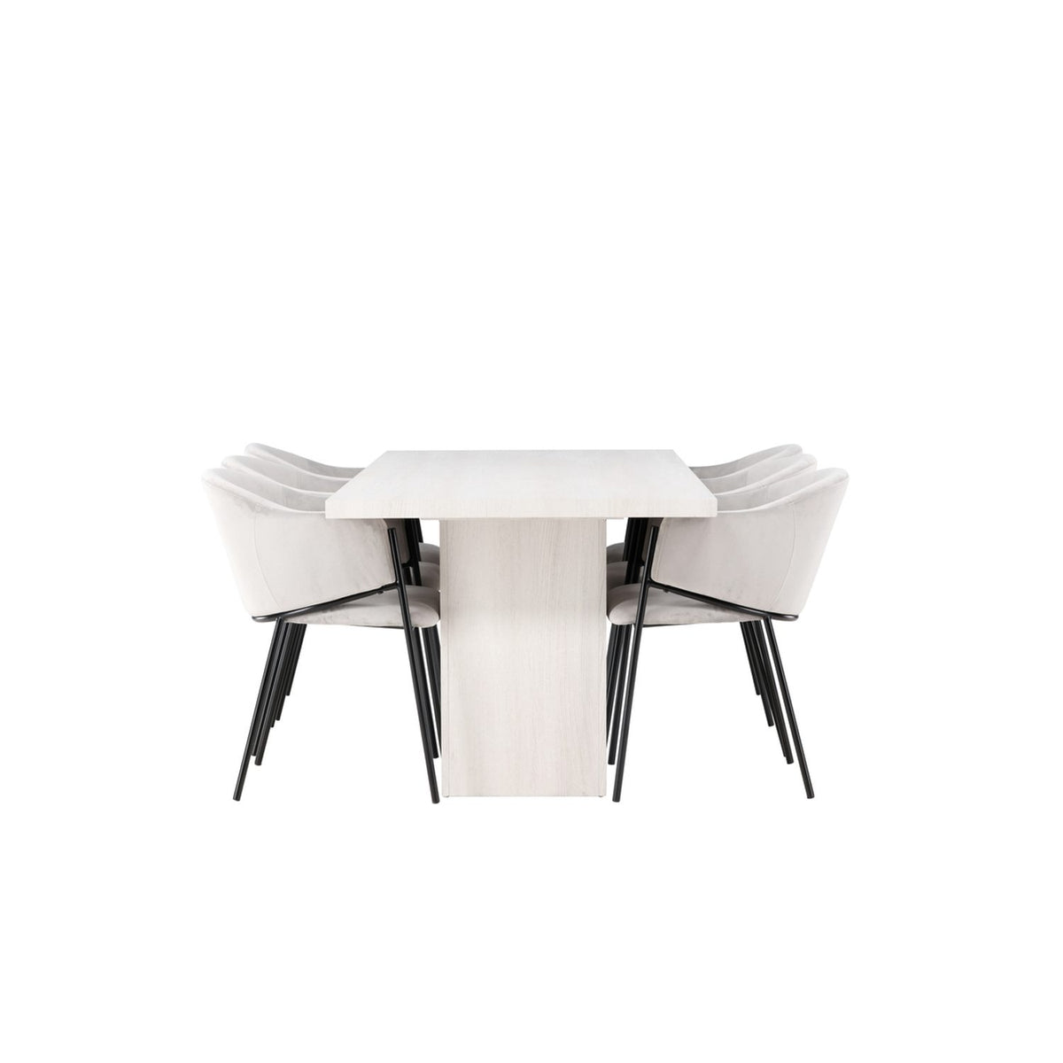 Olga, Evelina Rektangulär matgrupp Svart,Grå, Vit, 200 x 90