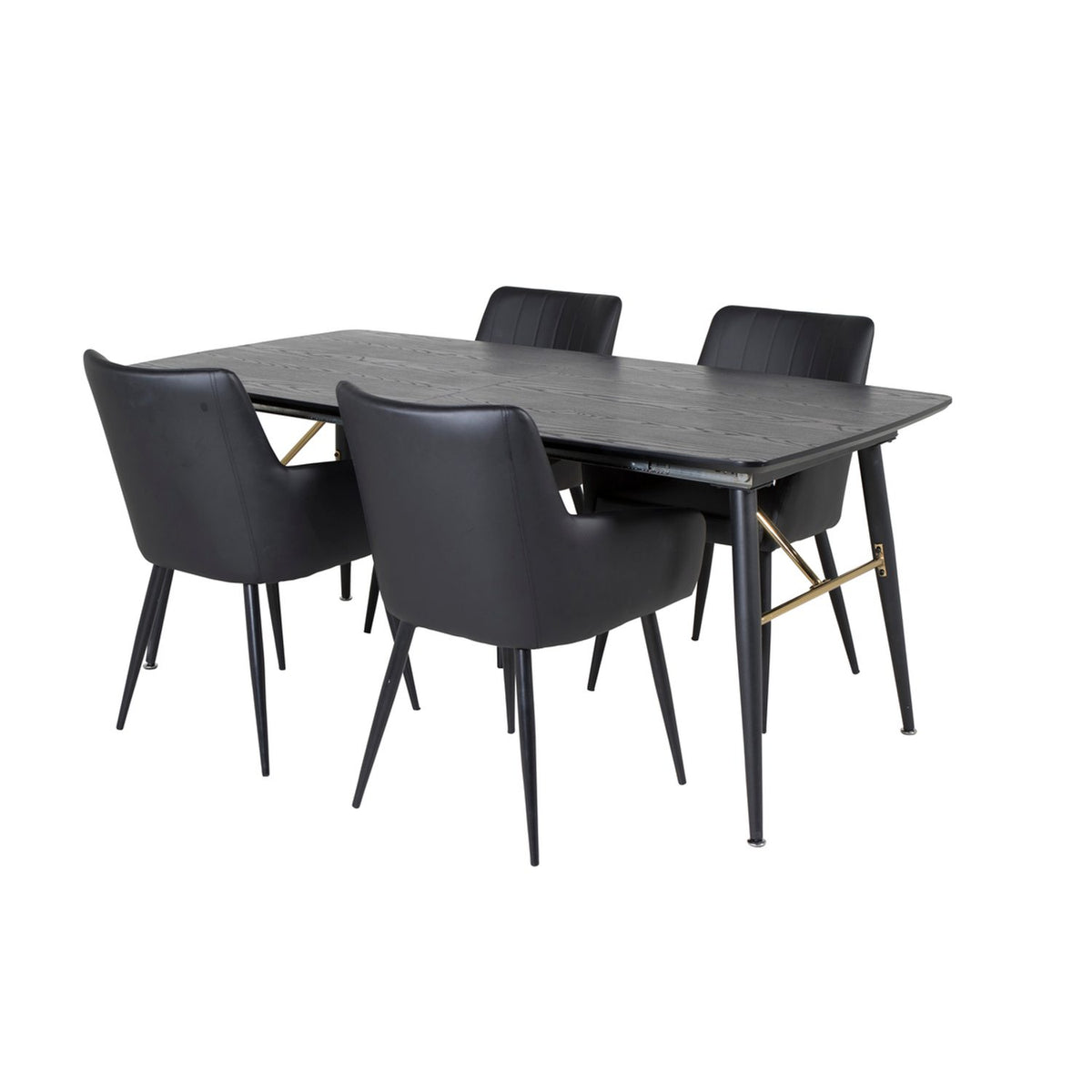 Gold, Comfort Rektangulär matgrupp Svart, Svart, 180 x 85