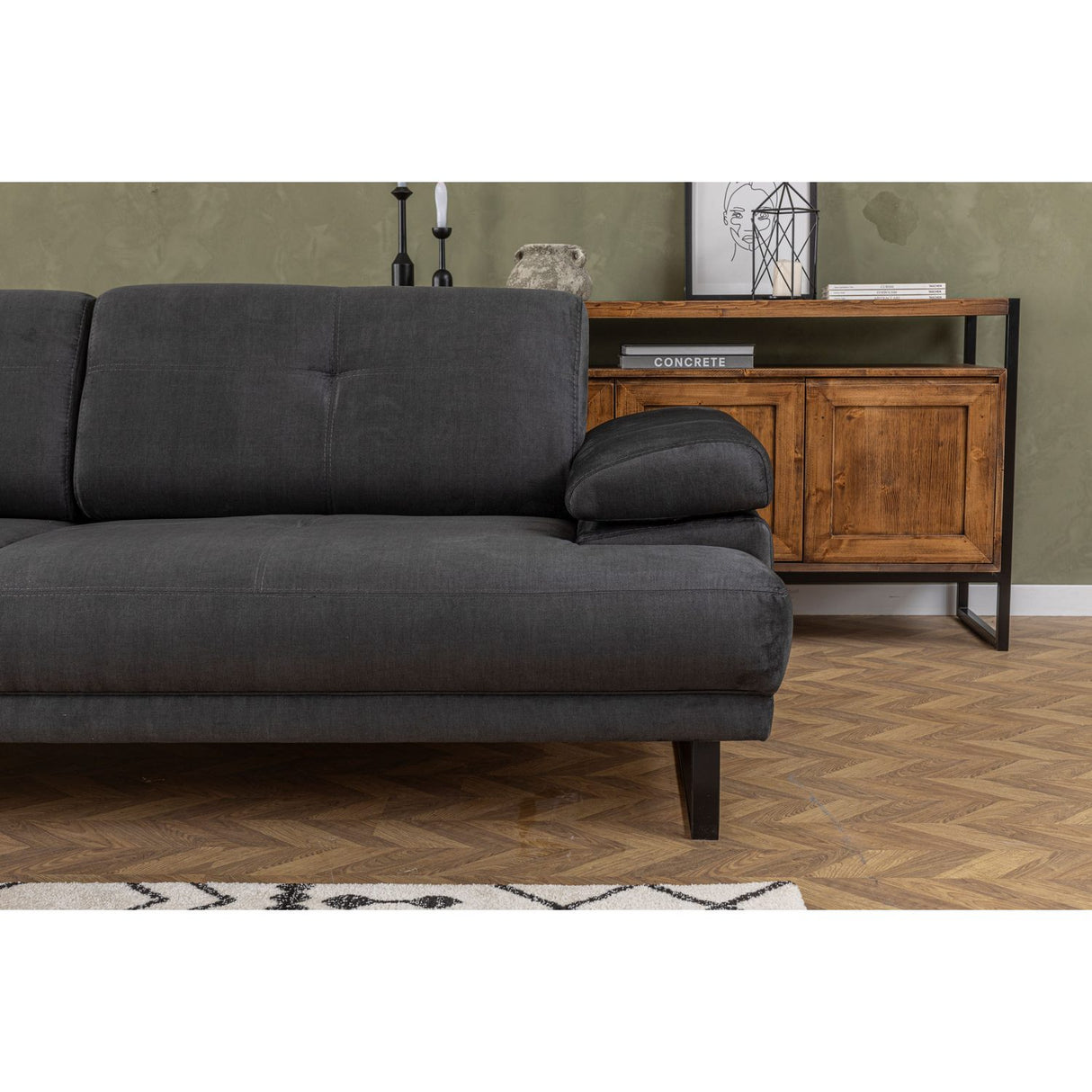Quito (239 x 99 x 83 cm) 3-sits bäddsoffa Antracit