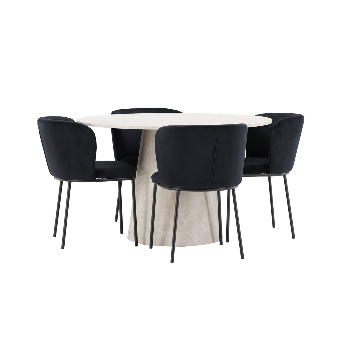 Lanzo, Edina Runt matgrupp Svart, Beige, 4st