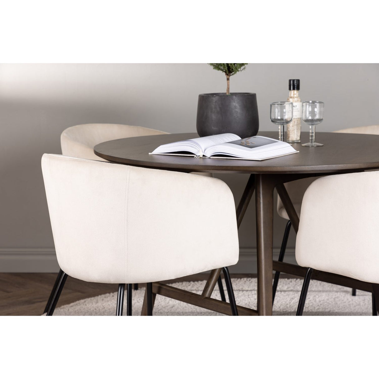 Kaseidon, Berit Rund matgrupp Beige, svart, Mörkbrun, ⌀100