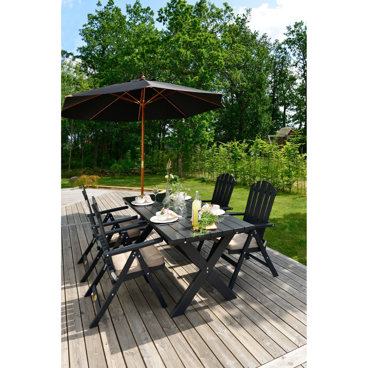 Träparasoll 335 cm Svart