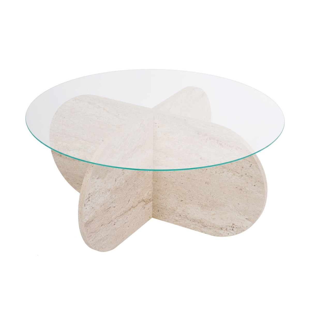 Apollo Soffbord Travertin / Transparent