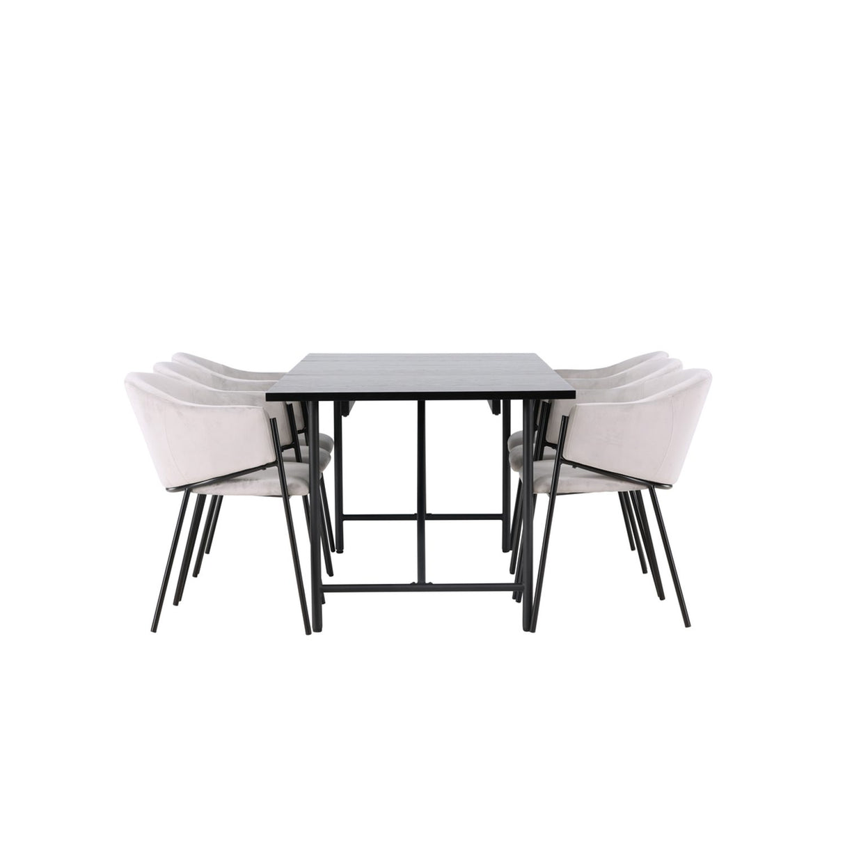 Astrid, Evelina Rektangulär matgrupp Svart,Grå, Svart, 200 x 90