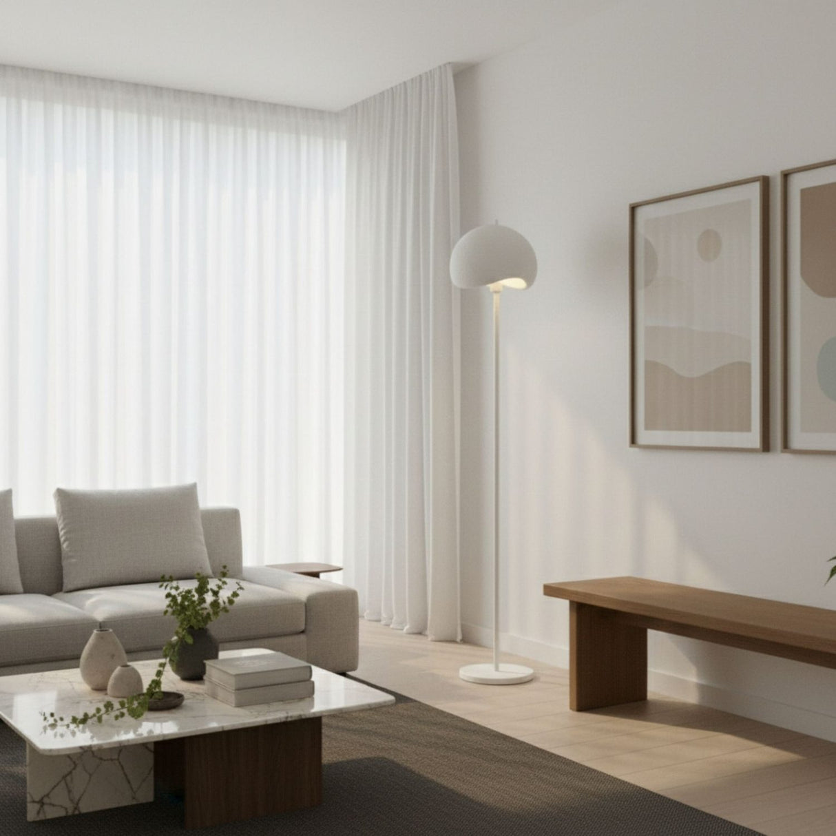 Yontu (H 170 cm) Vit Golvlampa
