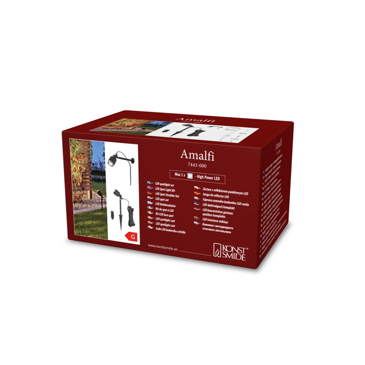 Amalfi High Power LED Rund 12V-system Spotlight Ute 1W