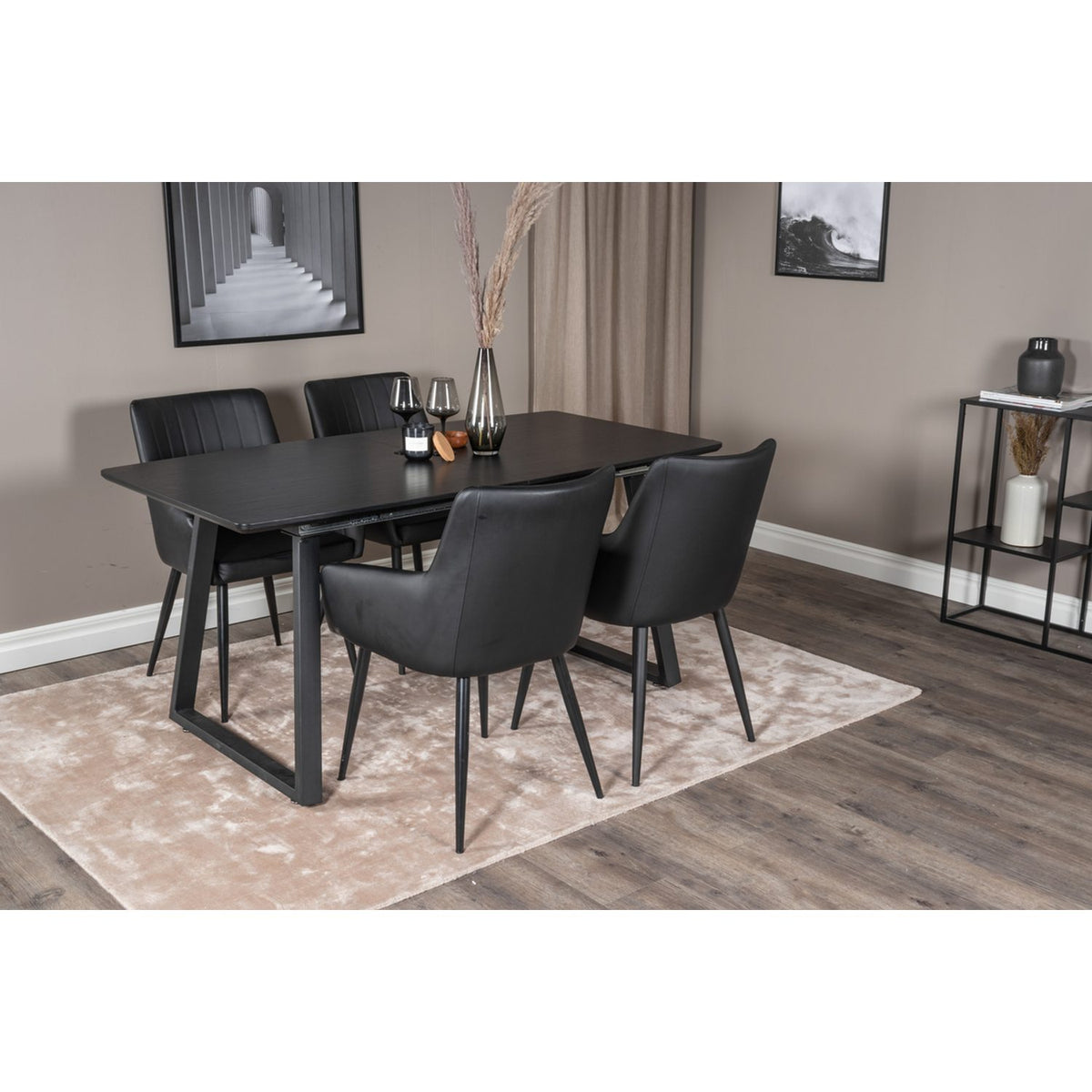Inca, Comfort Rektangulär matgrupp Svart, Svart, 4st